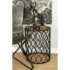 Grayson Lane Contemporary Black Metal Round End Table