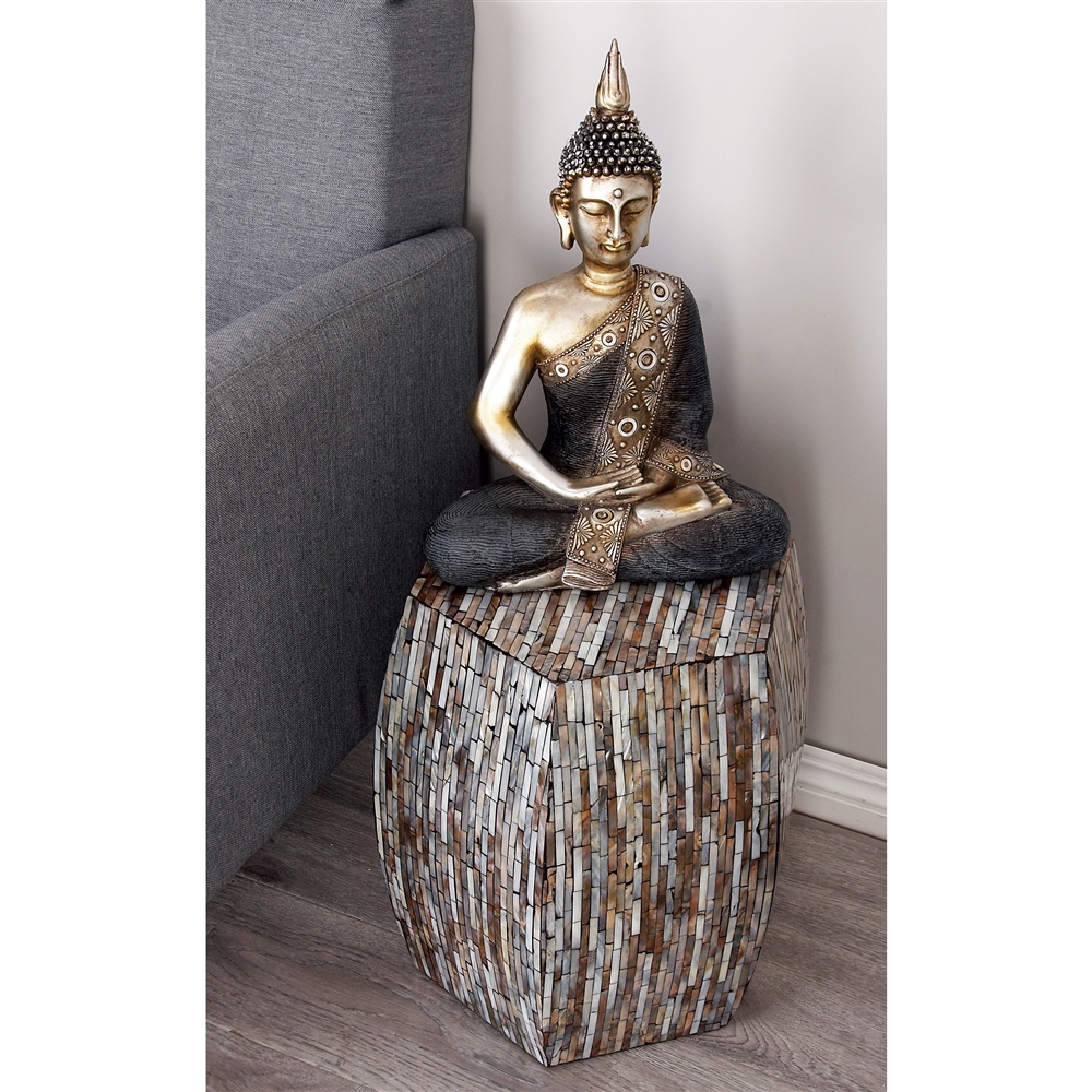 Grayson Lane Grey Shell And Wood Hexagon End Table 3 Grayson Lane Grey Shell And Wood Hexagon End Table - Image 3