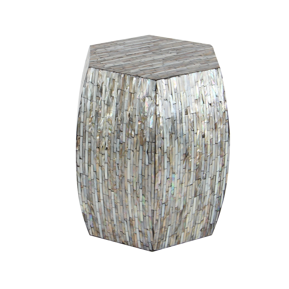 Grayson Lane Grey Shell And Wood Hexagon End Table 5 Grayson Lane Grey Shell And Wood Hexagon End Table - Image 5