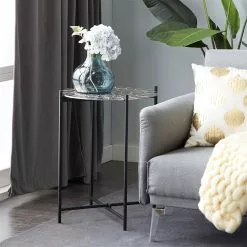 Grayson Lane Contemporary Silver/Black Aluminum Round Accent Table -GRAYSON LANE SHOP 330857212 AlternateImage1