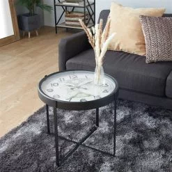 Grayson Lane Farmhouse Black Metal And MDF Round End Table