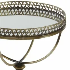 Grayson Lane Traditional Gold Brass Iron With Mirror Round End Table