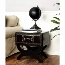 Grayson Lane Traditional Brown Wood And Faux Leather Square End Table -GRAYSON LANE SHOP 330857222 AlternateImage1