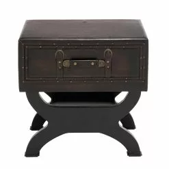 Grayson Lane Traditional Brown Wood And Faux Leather Square End Table -GRAYSON LANE SHOP 330857222 MainImage 001