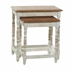 Grayson Lane White Mango Wood Rectangular End Table - Set Of 2 -GRAYSON LANE SHOP 330857229 MainImage 001