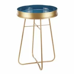 Grayson Lane Blue And Gold Metal Round End Table