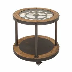 Grayson Lane Brown Wood And Glass Round End Table -GRAYSON LANE SHOP 330857248 MainImage 001