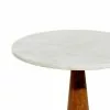Grayson Lane White Granite/Marble And Mago Wood Round End Table