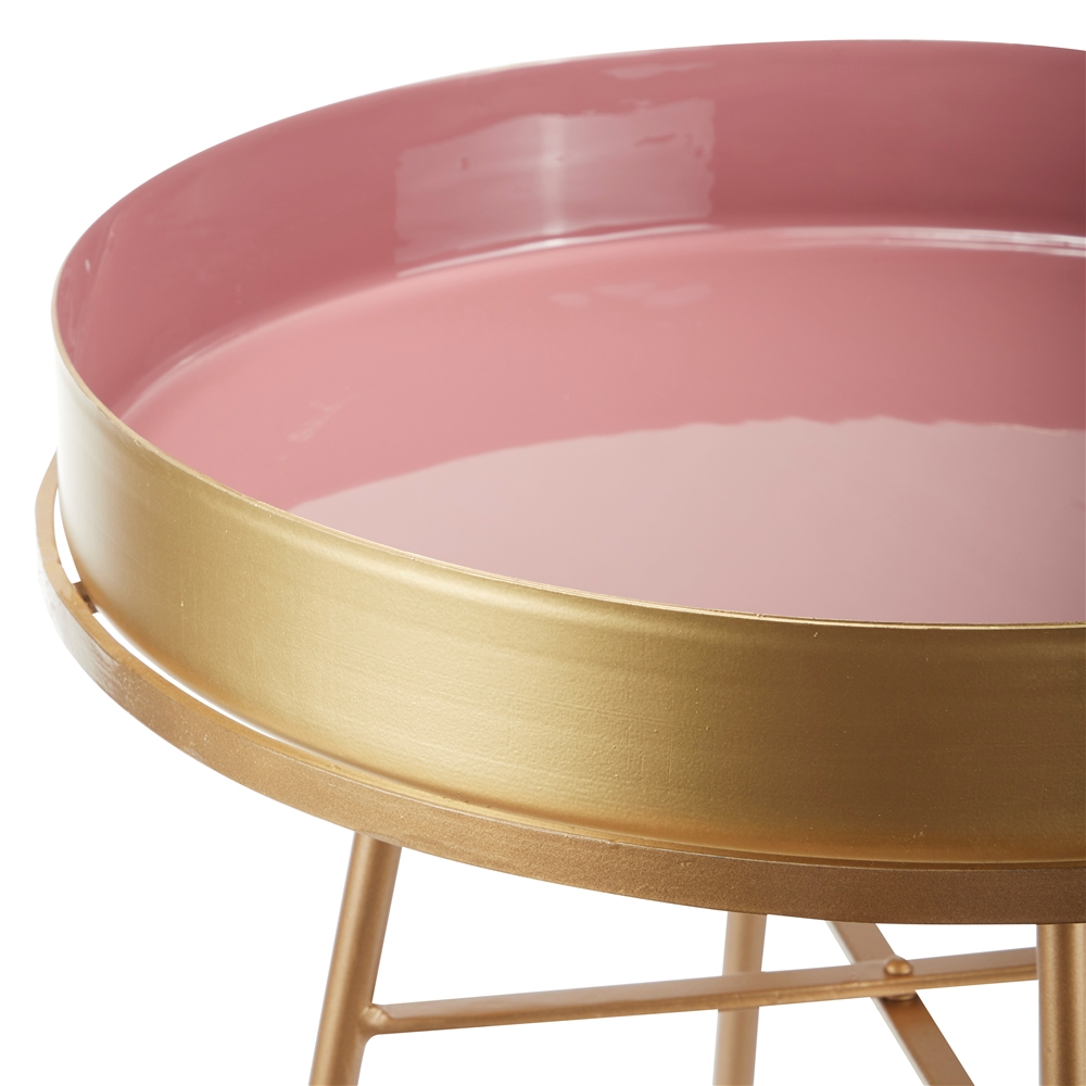 Grayson Lane Pink Metal Round End Table 3 Grayson Lane Pink Metal Round End Table - Image 3