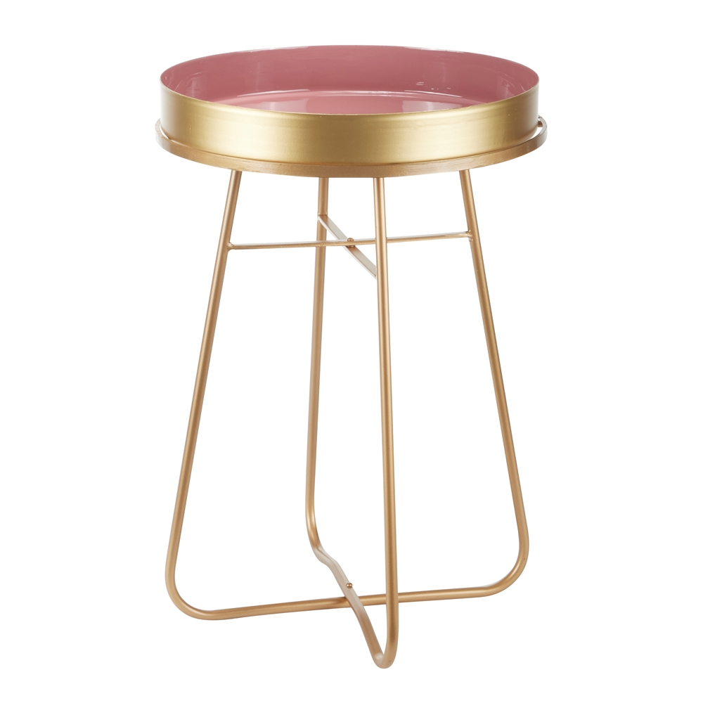 Grayson Lane Pink Metal Round End Table 2 Grayson Lane Pink Metal Round End Table - Image 2