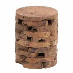 Grayson Lane Brown Teak Wood Round Stool -GRAYSON LANE SHOP 330857282 AlternateImage5