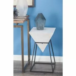 Grayson Lane White And Black Metal/Wood Square End Table -GRAYSON LANE SHOP 330857291 AlternateImage1