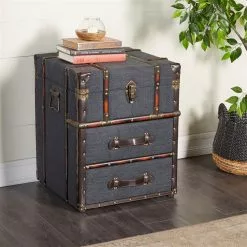 Grayson Lane Dark Blue Wood Rectangular End Table With 2 Drawers
