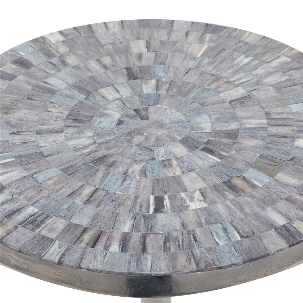 Grayson Lane Mother Of Pearl Silver Metal Round End Table 6 Grayson Lane Mother Of Pearl Silver Metal Round End Table - Image 6