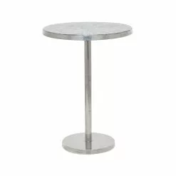 Grayson Lane Mother Of Pearl Silver Metal Round End Table