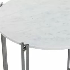 Grayson Lane Silver And Granite/Marble Round End Table