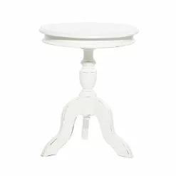 Grayson Lane Farmhouse White Wood Round Accent Table