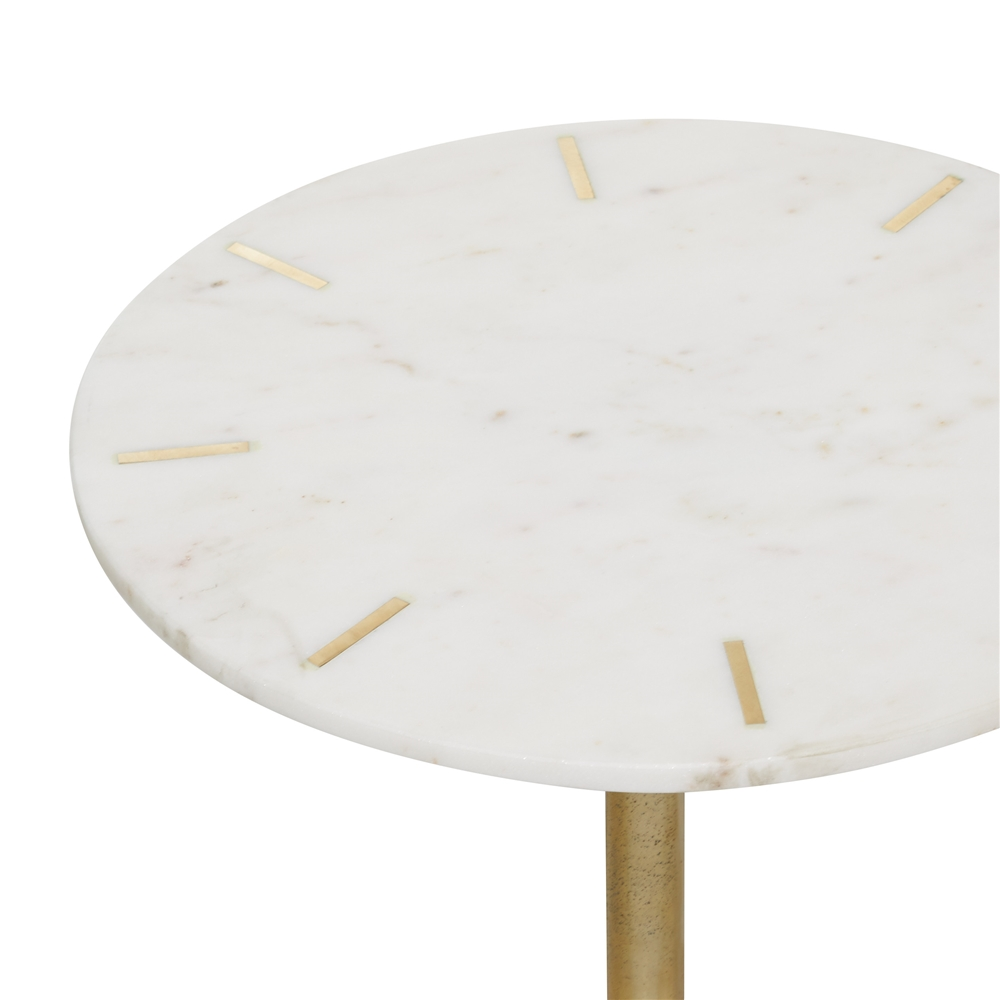 Grayson Lane White And Gold Granite/Marble Round End Table 4 Grayson Lane White And Gold Granite/Marble Round End Table - Image 4