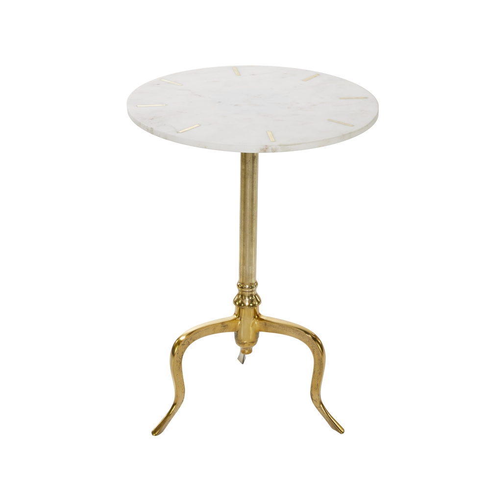 Grayson Lane White And Gold Granite/Marble Round End Table 5 Grayson Lane White And Gold Granite/Marble Round End Table - Image 5