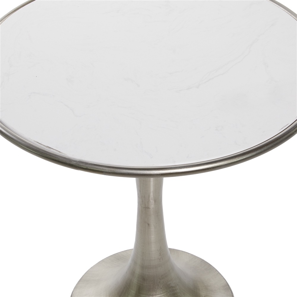 Grayson Lane Silver With Granite/Marble Top Round End Table 4 Grayson Lane Silver With Granite/Marble Top Round End Table - Image 4