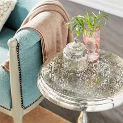 Grayson Lane Traditional Silver Aluminum Round Accent Table