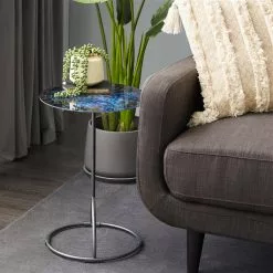 Grayson Lane Contemporary Blue Metal Round End Table