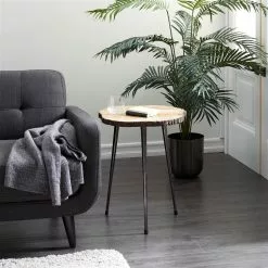 Grayson Lane Rustic Brown Woodand Aluminum Round End Table -GRAYSON LANE SHOP 330857355 AlternateImage1