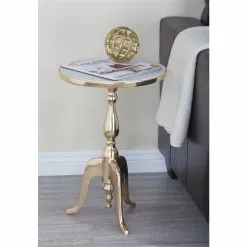 Grayson Lane Traditional Grey Granite/Marble Round End Table