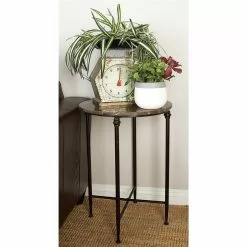 Grayson Lane Traditional Black Granite/Marble Round End Table -GRAYSON LANE SHOP 330857370 AlternateImage1