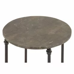 Grayson Lane Traditional Black Granite/Marble Round End Table