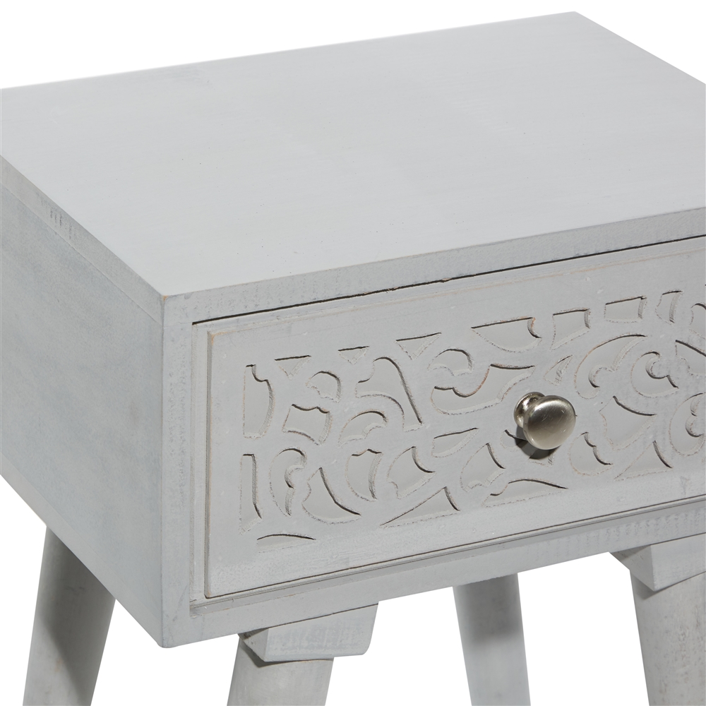 Grayson Lane Farmhouse Light Grey Mango Wood Rectangular End Table 5 Grayson Lane Farmhouse Light Grey Mango Wood Rectangular End Table - Image 5