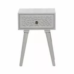 Grayson Lane Farmhouse Light Grey Mango Wood Rectangular End Table