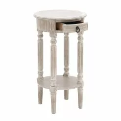 Grayson Lane Farmhouse Light Brown Wood Round End Table