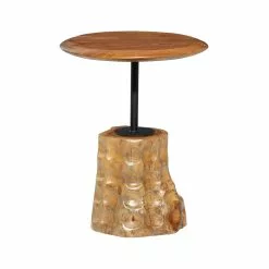 Grayson Lane Brown Teak Wood Round Accent Table