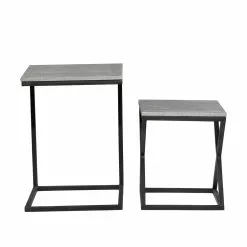 Grayson Lane 2-Piece Square Marble Accent Table Set