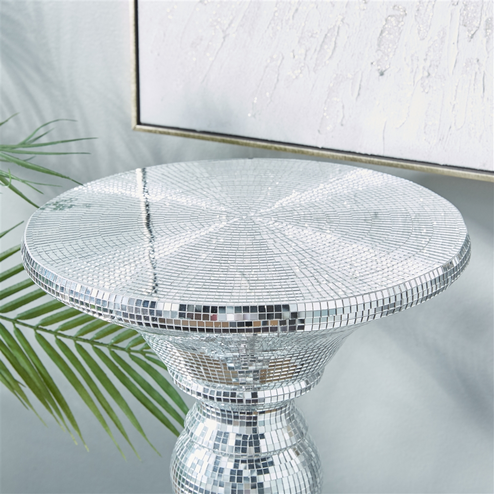 Grayson Lane Glam Silver Polystone And Mirror Round End Table 2 Grayson Lane Glam Silver Polystone And Mirror Round End Table - Image 2