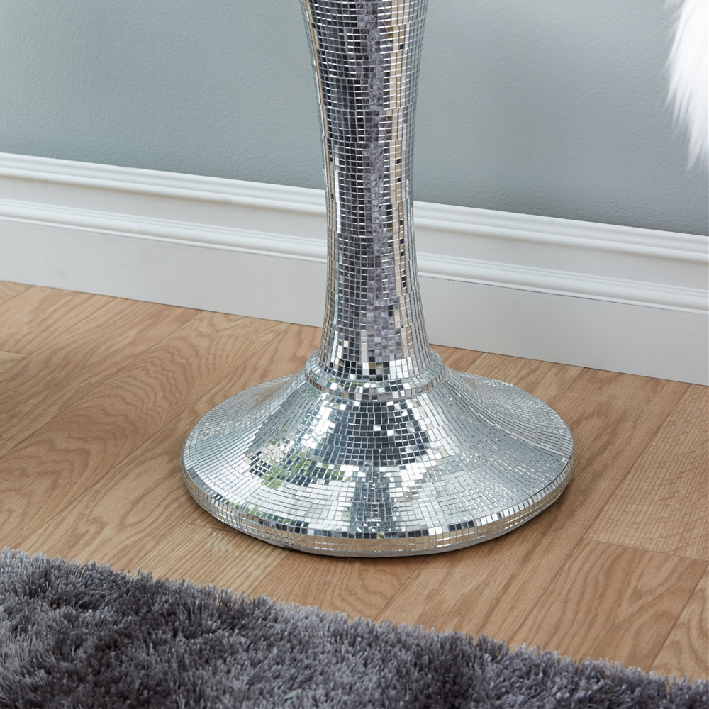 Grayson Lane Glam Silver Polystone And Mirror Round End Table 3 Grayson Lane Glam Silver Polystone And Mirror Round End Table - Image 3