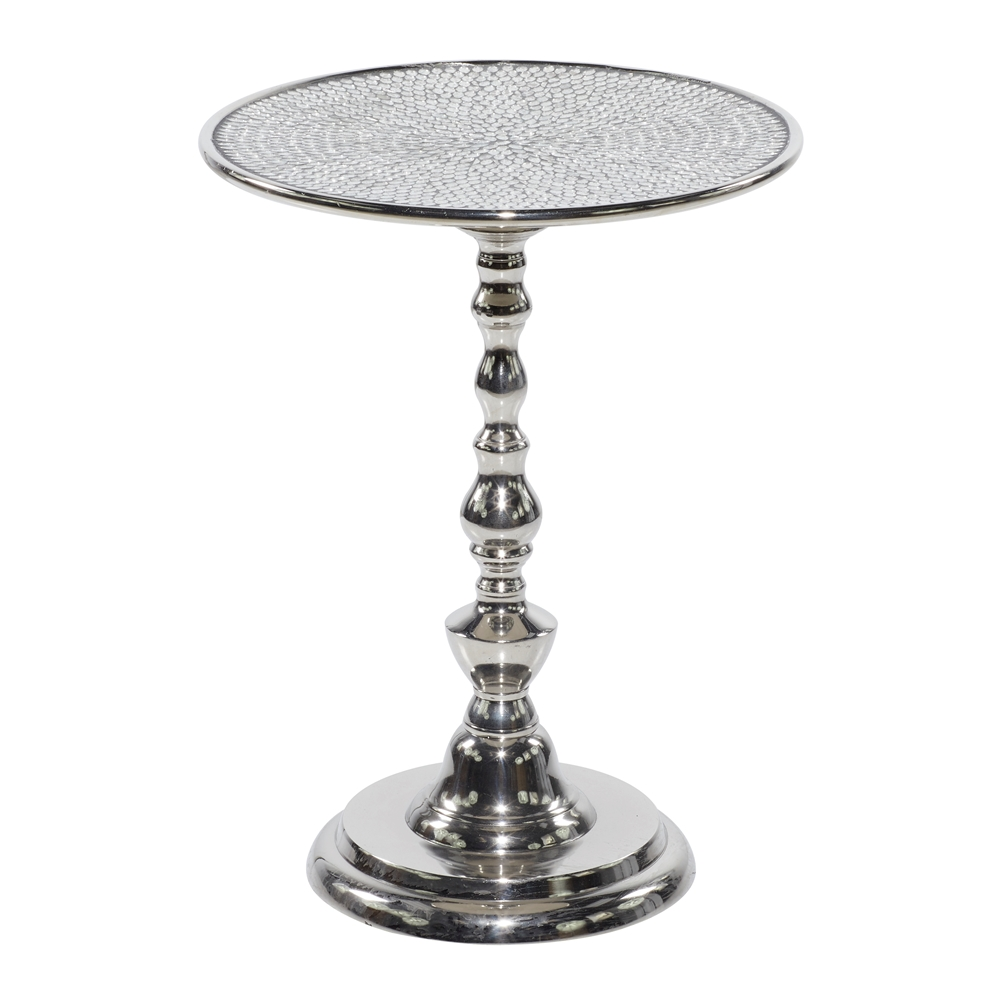 Grayson Lane Glam Silver Aluminum Round End Table 2 Grayson Lane Glam Silver Aluminum Round End Table - Image 2