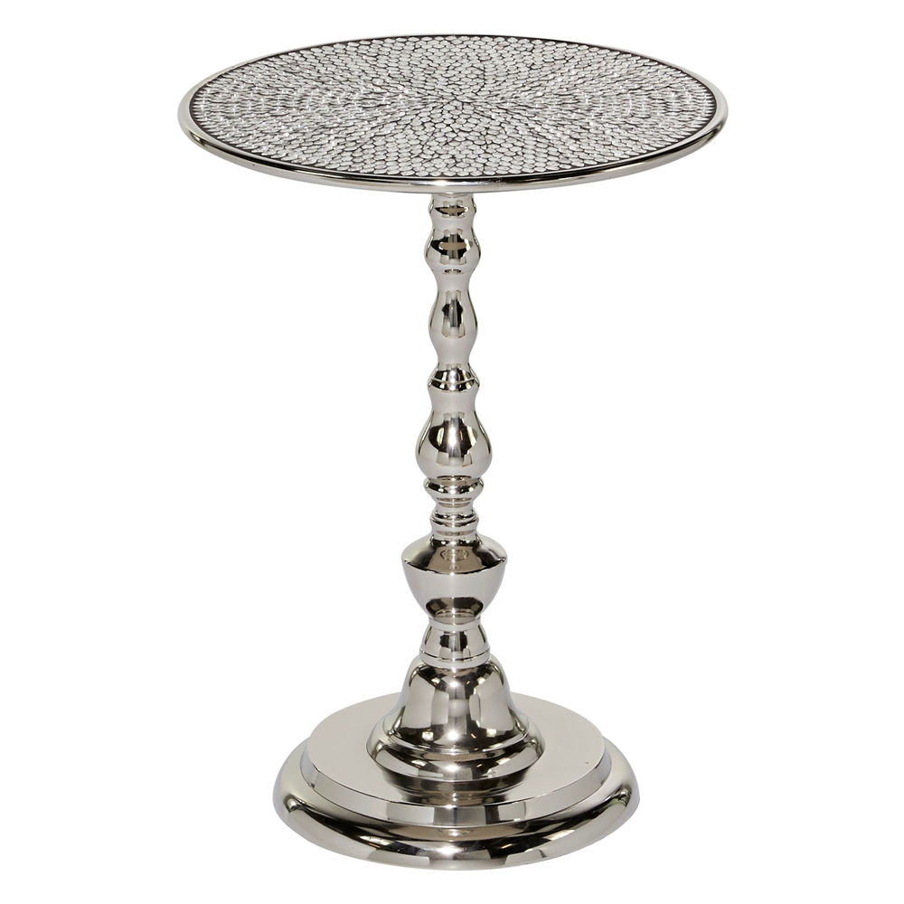 Grayson Lane Glam Silver Aluminum Round End Table 6 Grayson Lane Glam Silver Aluminum Round End Table - Image 6