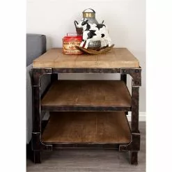 Grayson Lane Brown And Black Chinese Fir Square End Table -GRAYSON LANE SHOP 330857415 AlternateImage1
