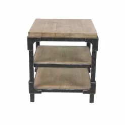 Grayson Lane Brown And Black Chinese Fir Square End Table