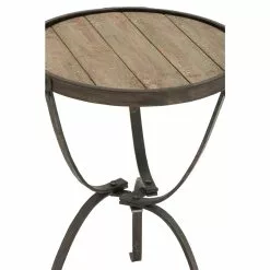 Grayson Lane Industrial Brown Iron And Wood Round End Table