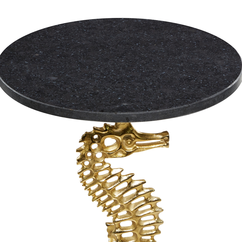 Grayson Lane Coastal Gold And Black Granite/Marble Round End Table 7 Grayson Lane Coastal Gold And Black Granite/Marble Round End Table - Image 7