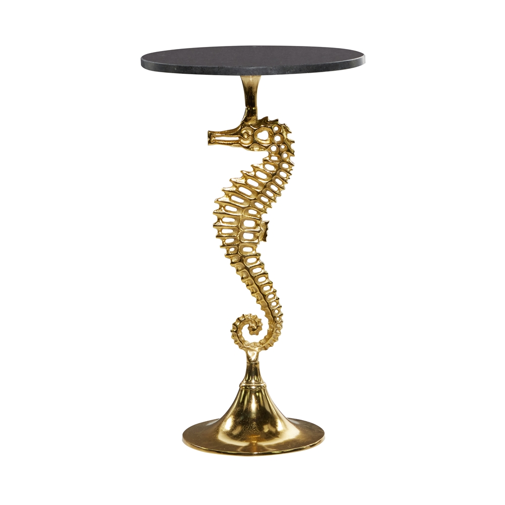 Grayson Lane Coastal Gold And Black Granite/Marble Round End Table 5 Grayson Lane Coastal Gold And Black Granite/Marble Round End Table - Image 5
