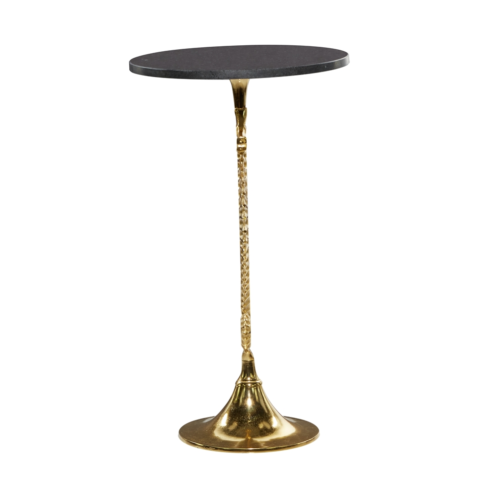 Grayson Lane Coastal Gold And Black Granite/Marble Round End Table 4 Grayson Lane Coastal Gold And Black Granite/Marble Round End Table - Image 4