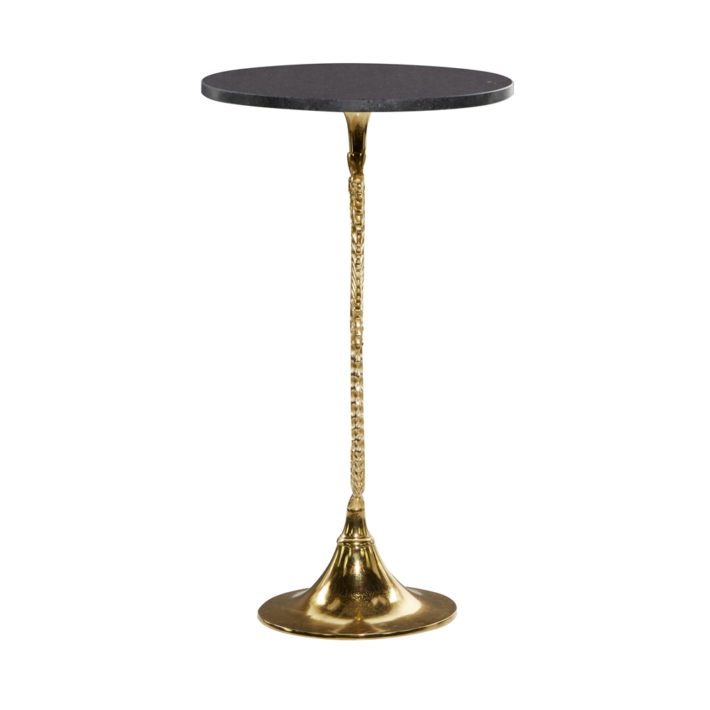 Grayson Lane Coastal Gold And Black Granite/Marble Round End Table 2 Grayson Lane Coastal Gold And Black Granite/Marble Round End Table - Image 2