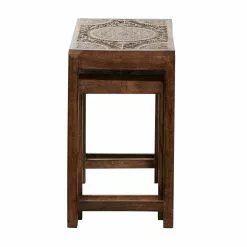 Grayson Lane Eclectic Brown Mango Wood Rectangular End Table - Set Of 2 -GRAYSON LANE SHOP 330857449 AlternateImage5