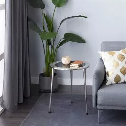 Grayson Lane Contemporary Silver Aluminum With Glass Round End Table -GRAYSON LANE SHOP 330857452 AlternateImage1