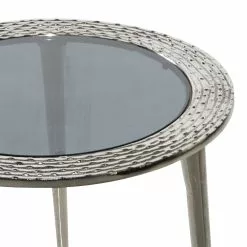 Grayson Lane Contemporary Silver Aluminum With Glass Round End Table
