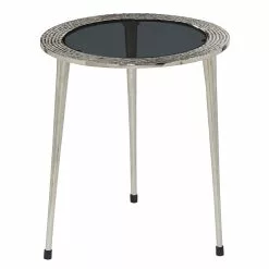 Grayson Lane Contemporary Silver Aluminum With Glass Round End Table -GRAYSON LANE SHOP 330857452 MainImage 001